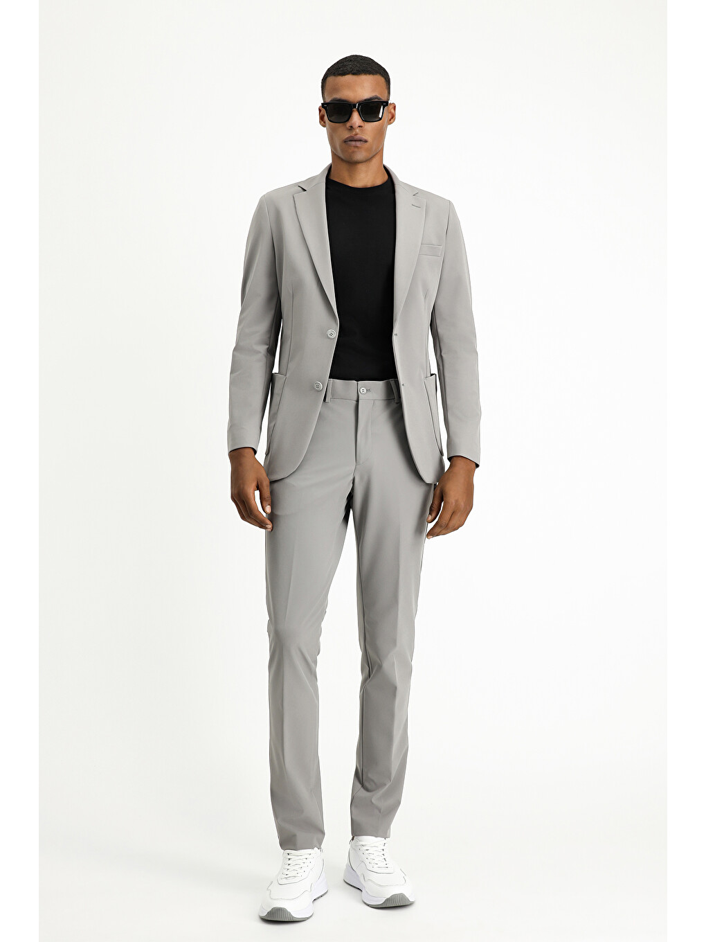 Gri Techno-Line Super Slim Fit Ekstra Dar Kesim Klasik Takım Elbise-5