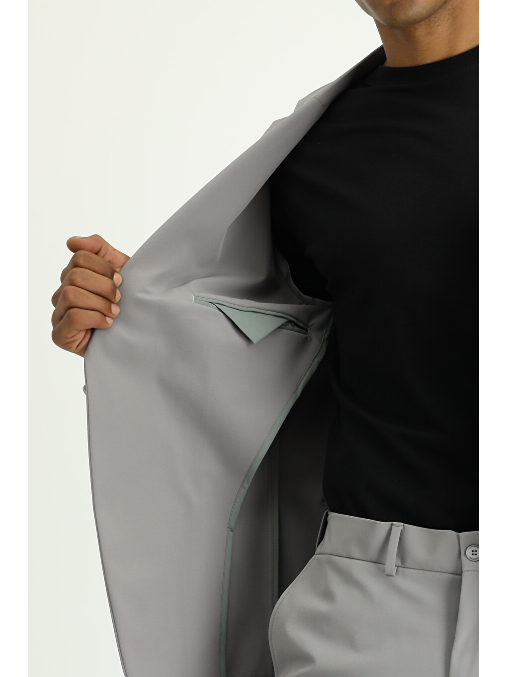 Gri Techno-Line Super Slim Fit Ekstra Dar Kesim Klasik Takım Elbise-7