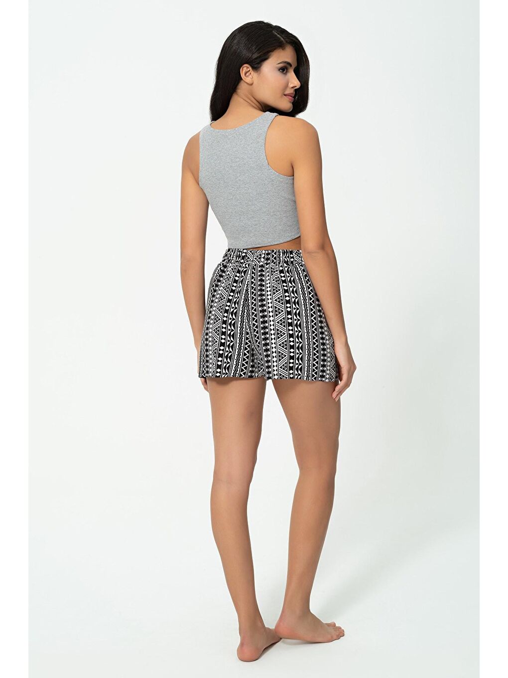 3'lü Siyah Gri Yeşil Fitilli Crop Atlet-1