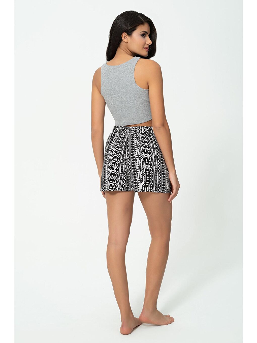 3'lü Siyah Gri Beyaz Fitilli Crop Atlet-1