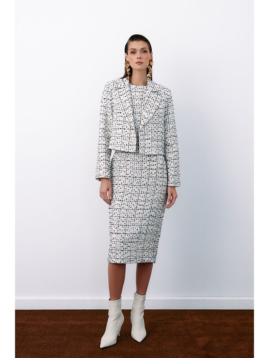 Bej Kolsuz Tüvit Kalem Elbise - Taş-2