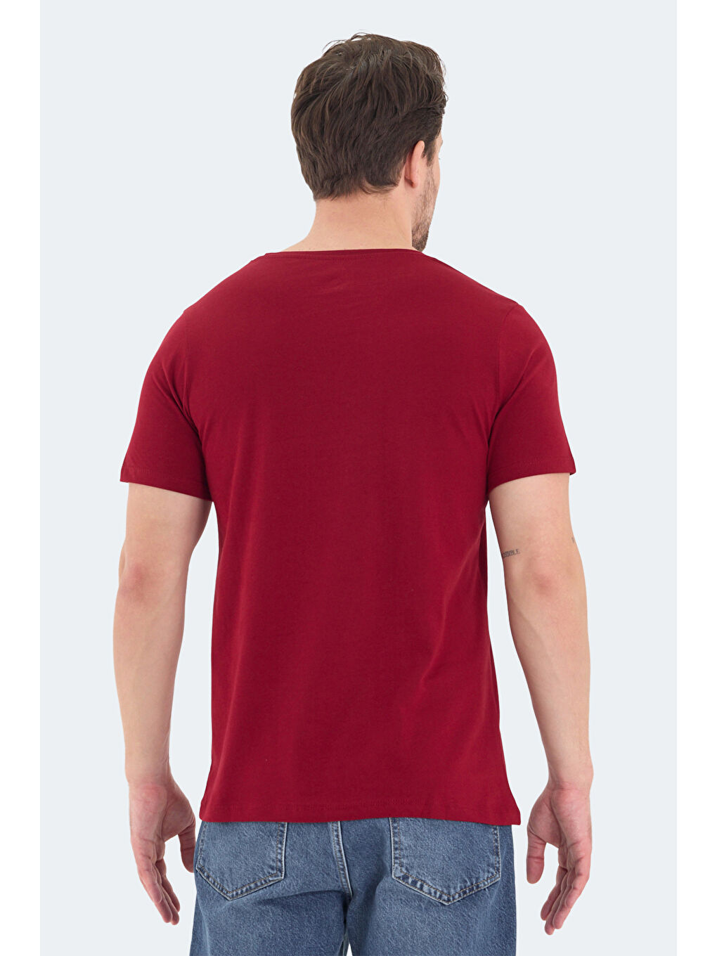 ROSALVA Erkek %100 Pamuk Tişört Bordo-1