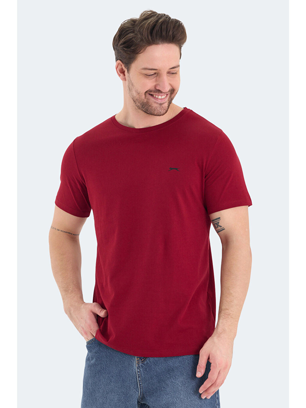 ROSALVA Erkek %100 Pamuk Tişört Bordo-2