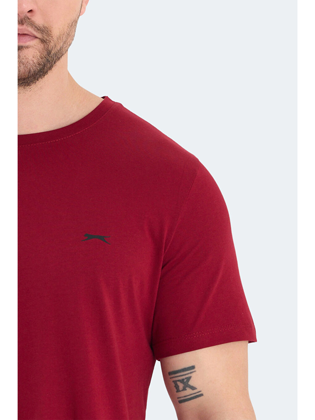 ROSALVA Erkek %100 Pamuk Tişört Bordo-4