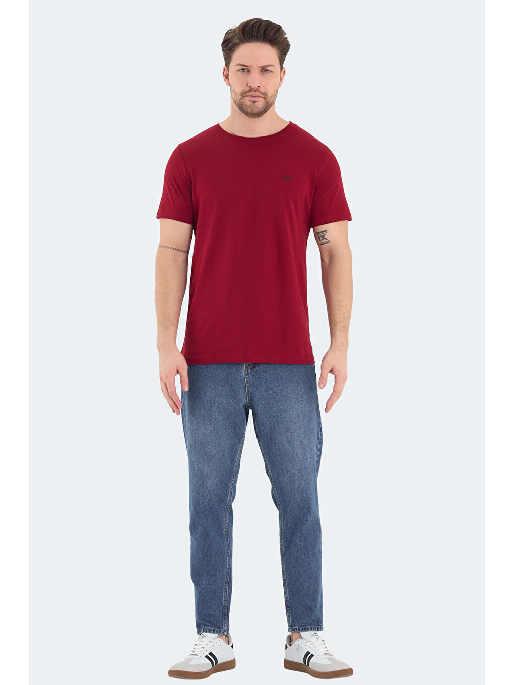ROSALVA Erkek %100 Pamuk Tişört Bordo-6