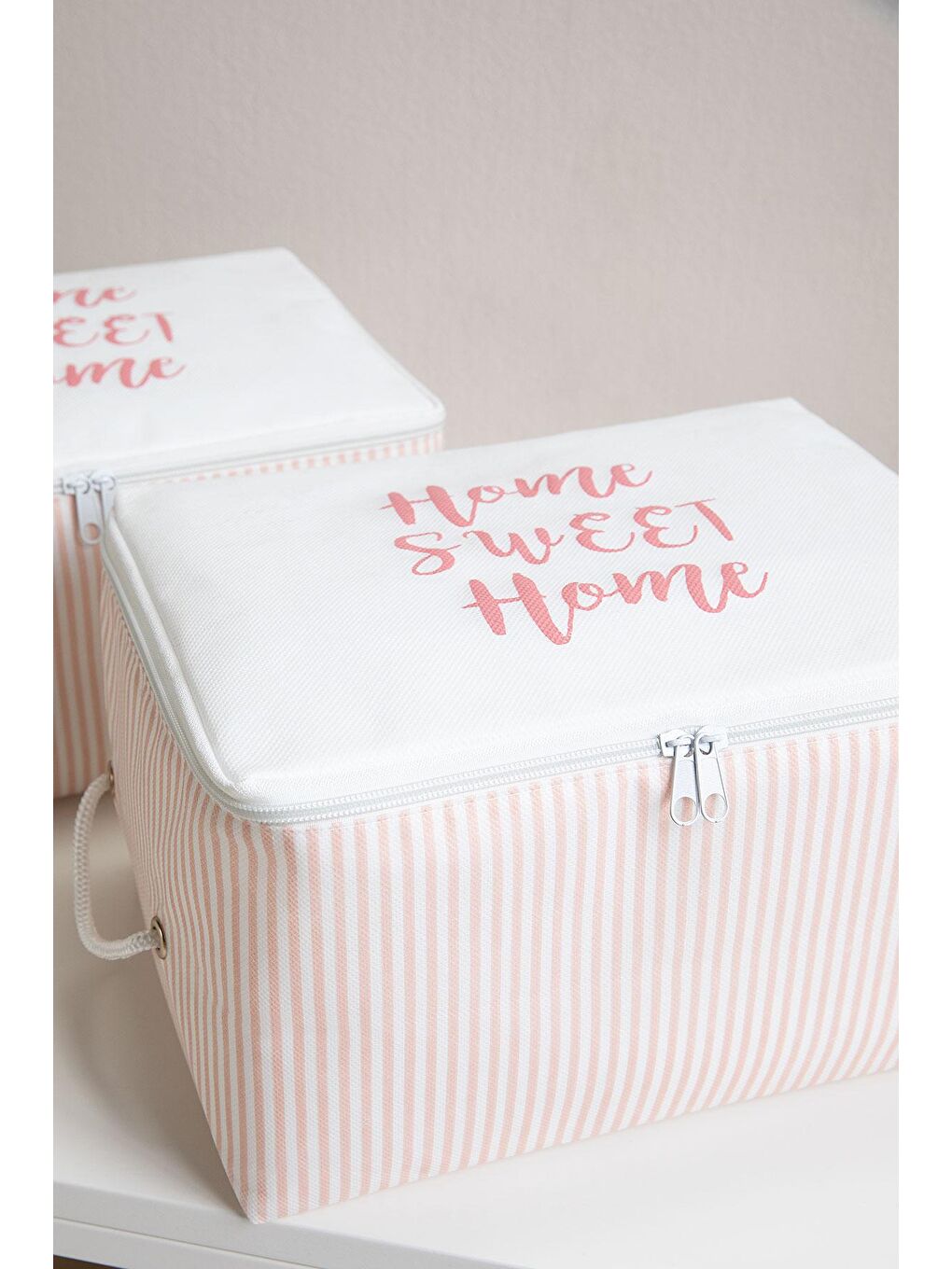 4'lü Pembe Çizgili Home Sweet Home Hurç Set-2
