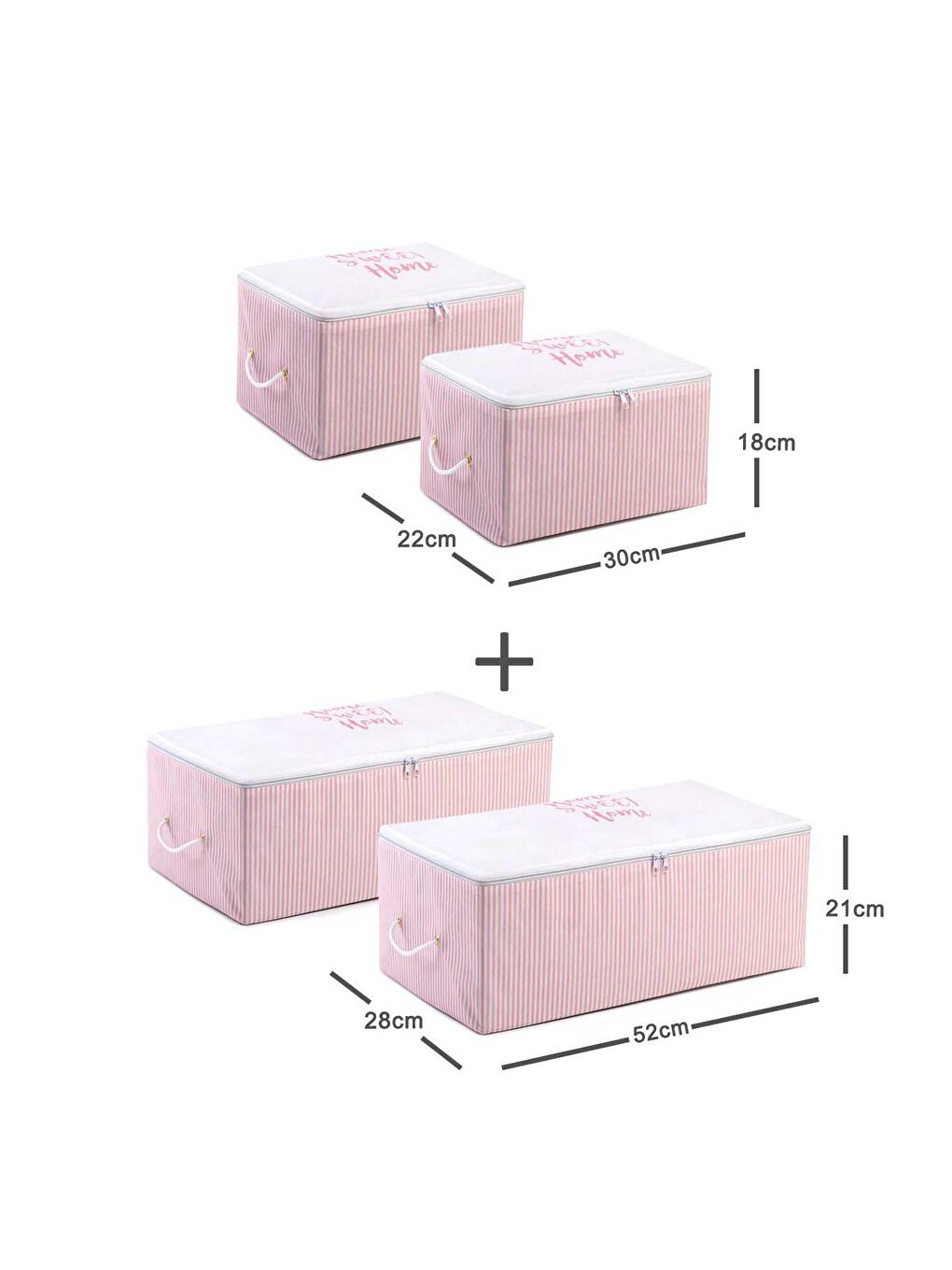 4'lü Pembe Çizgili Home Sweet Home Hurç Set-7