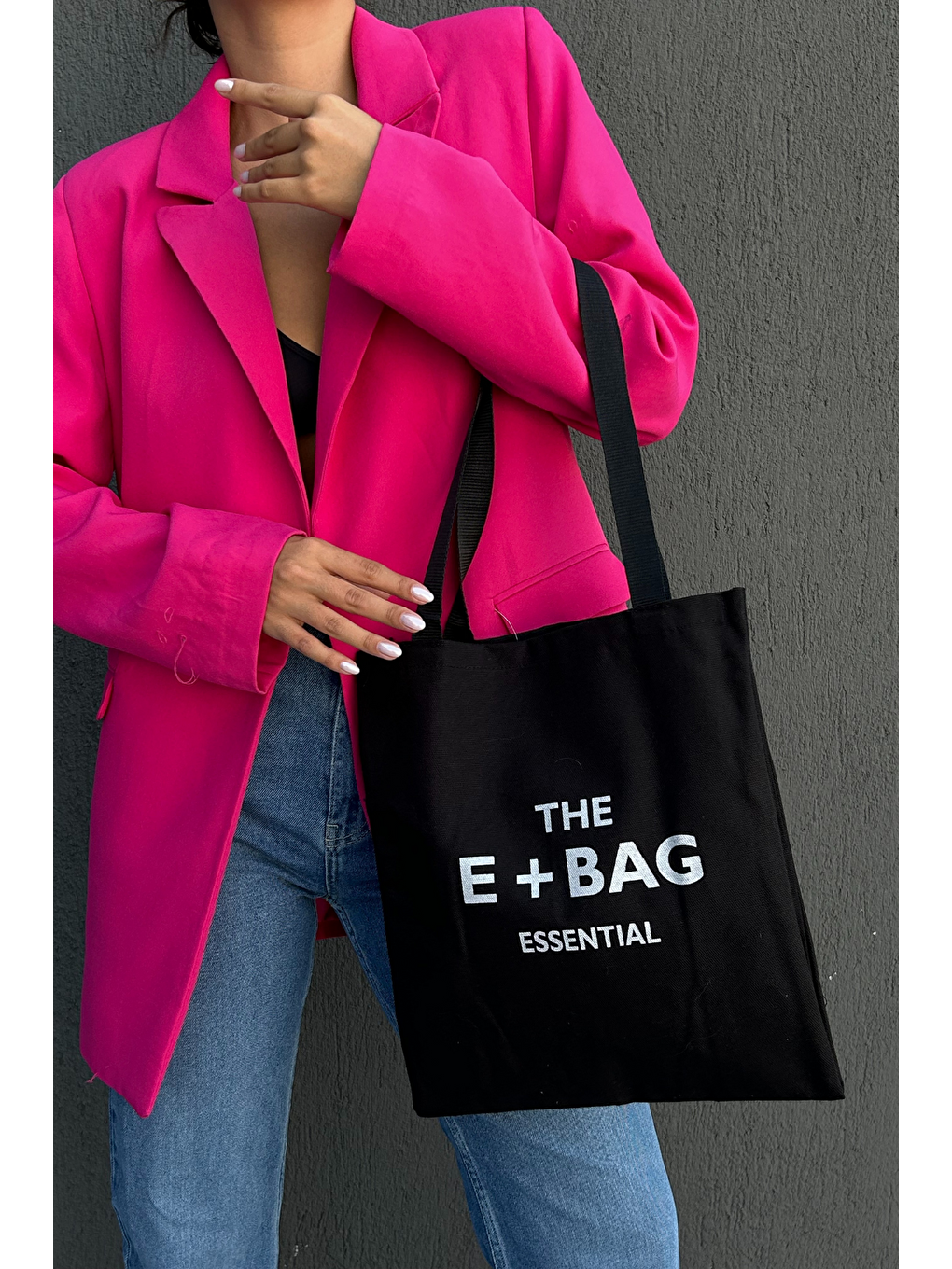 Siyah Kanvas Shopper Bag ASB006-2