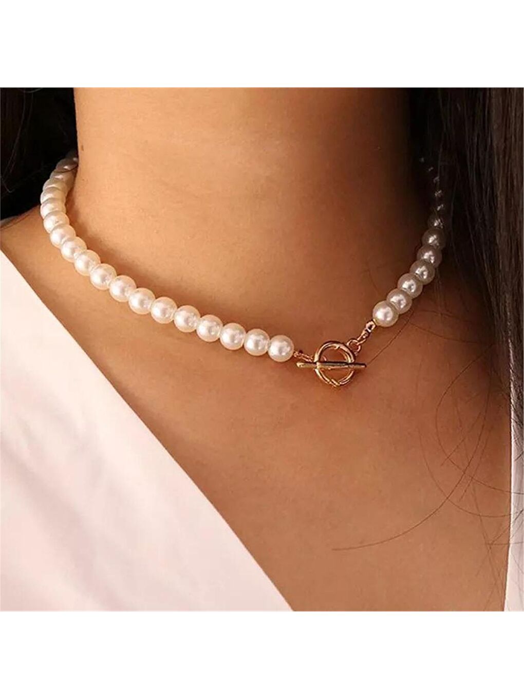 Karışık Önden Kapamalı Cam İnci Kolye