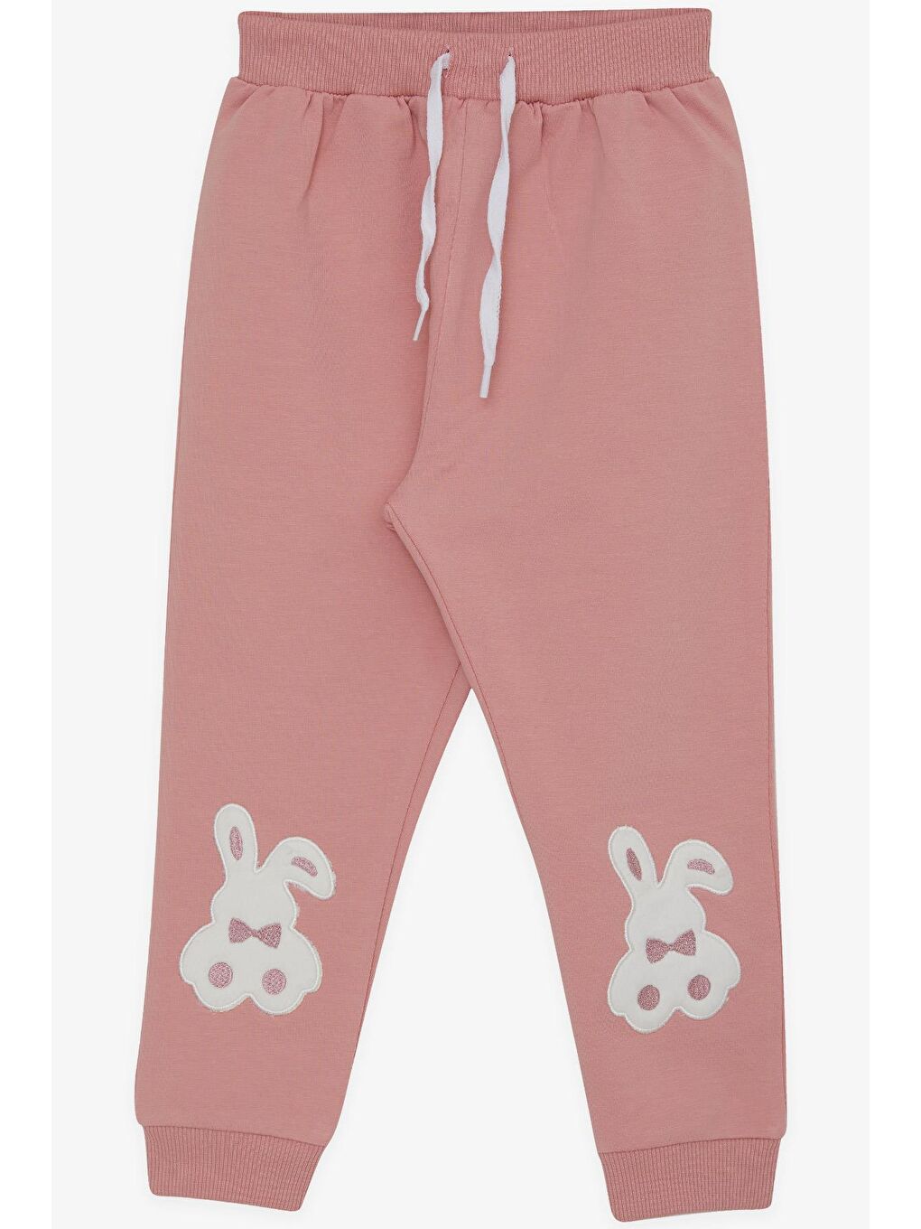 Pembe Kız Çocuk Eşofman Altı Tavşancık Nakışlı Gülkurusu (1-4 Yaş)