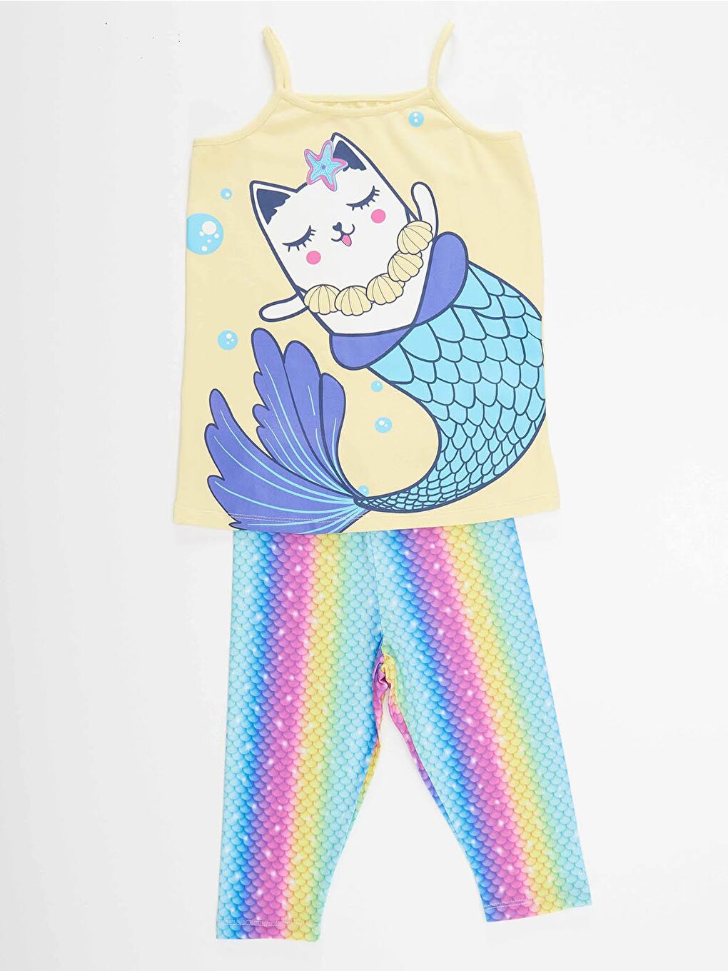 Sarı Deniz Kedisi Kız Çocuk Tunik Tayt Takım-2