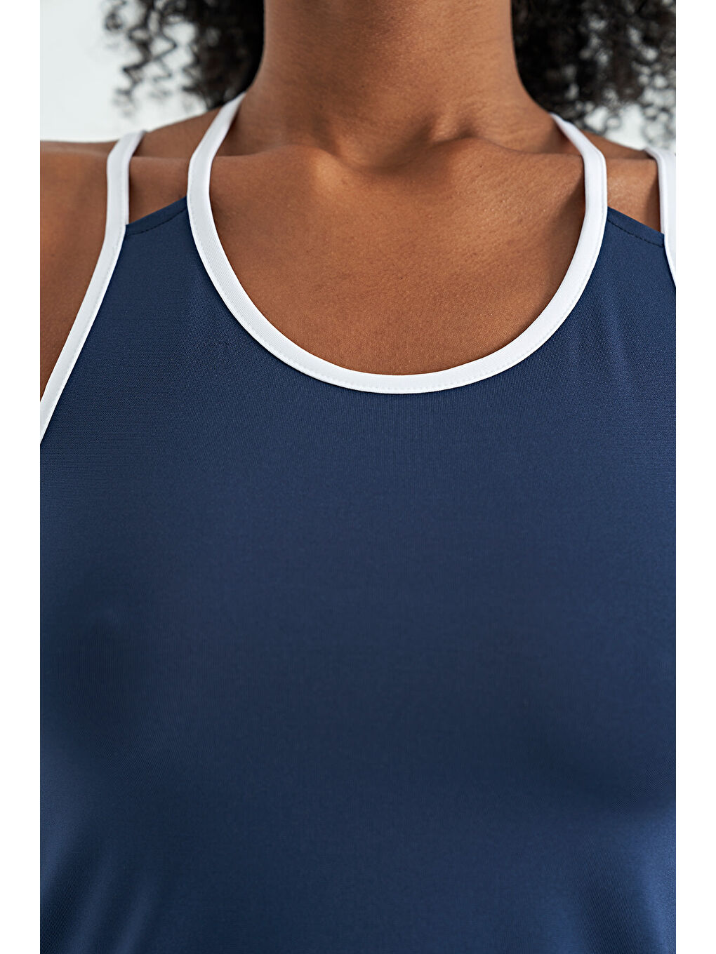 İndigo Çift Askılı Sırt Detaylı Standart Kalıp Kadın Spor Atlet - 97258-1