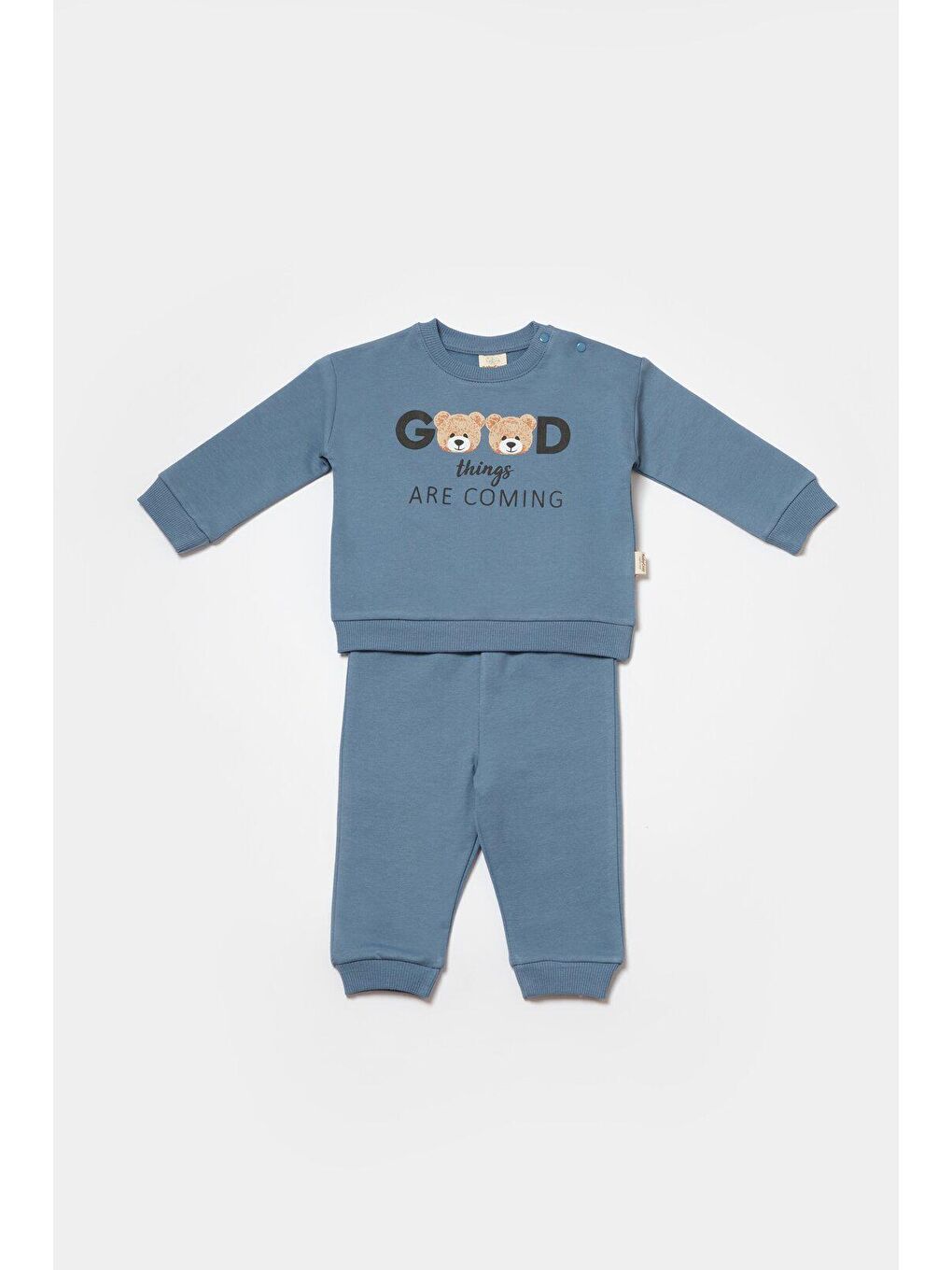 BabyCosy Organic Wear Mavi Sweatshirt & Pantolon Takımı - 1