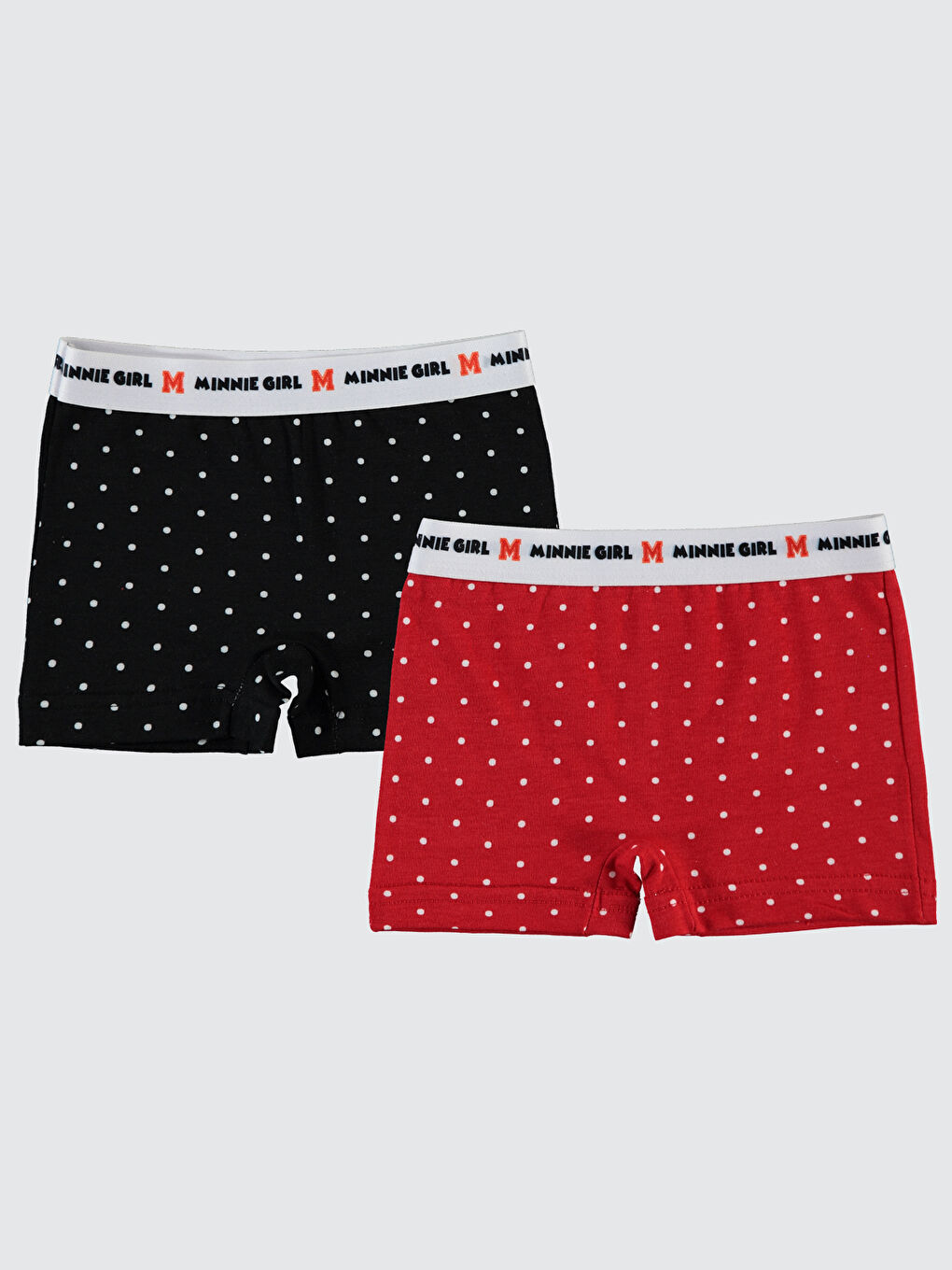 Beyaz Kız Çocuk 2'li Boxer 2-9 Yaş Siyah-Kırmızı