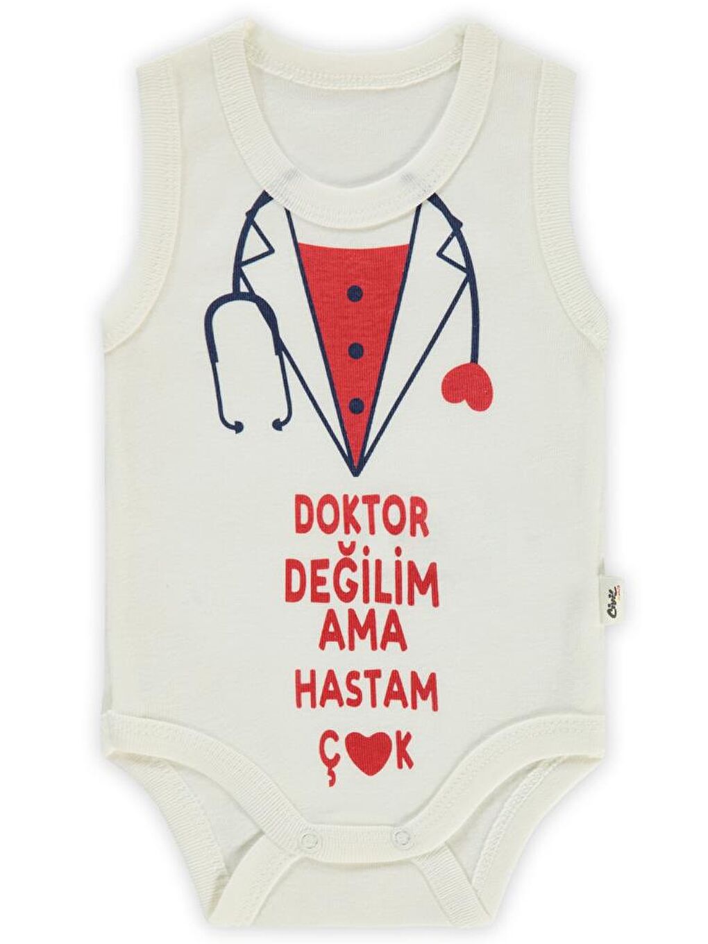 Baby Doktor Baskılı Sfr.Kol1-36 Ay Çıtçıtlı Badi - Ekru 3-6 Ay