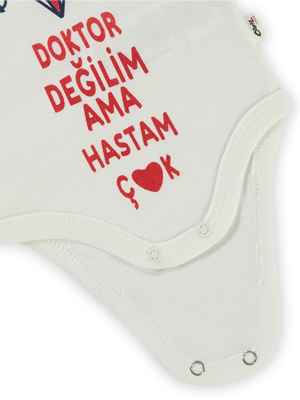 Baby Doktor Baskılı Sfr.Kol1-36 Ay Çıtçıtlı Badi - Ekru 3-6 Ay-2