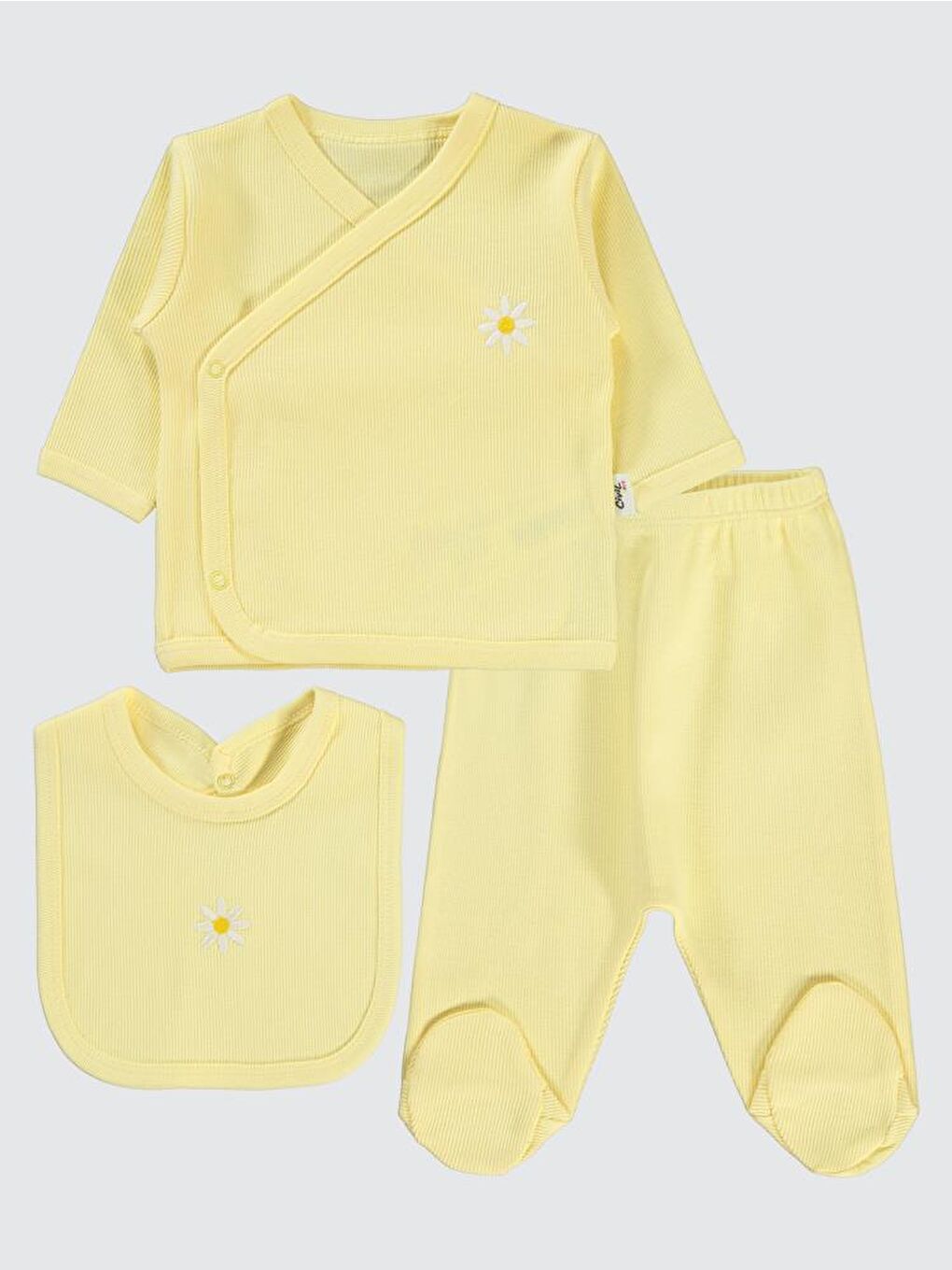 Baby Papatya Nakışlı Zıbın Takımları - Sarı 0-1 Ay