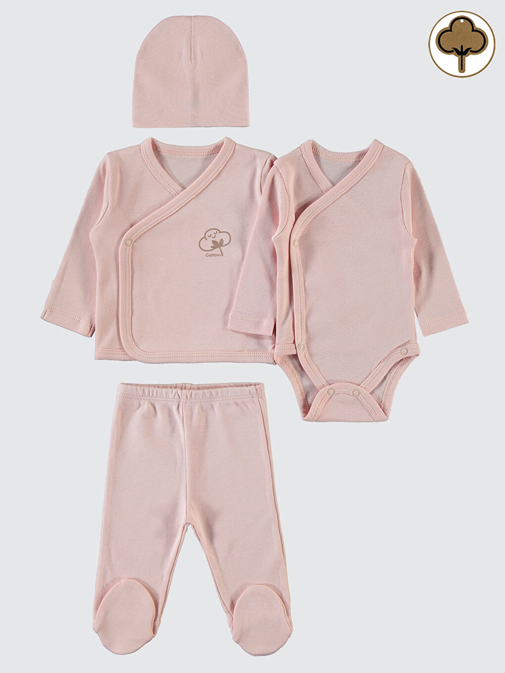 Baby Prematüre 4'lü Organik Zıbın Takımı Pembe