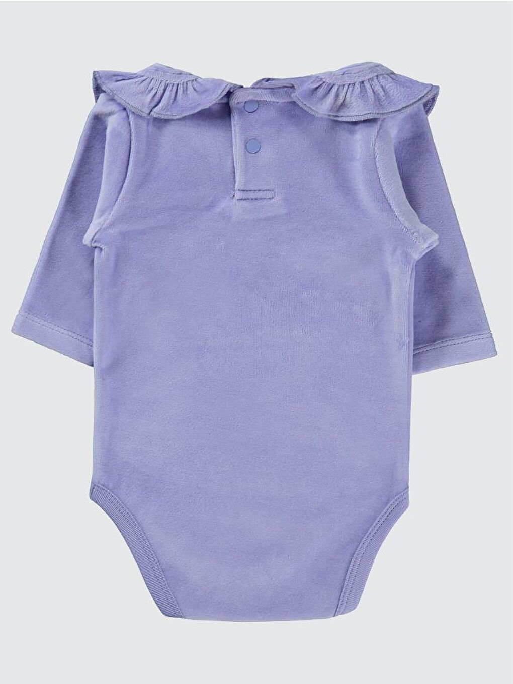 Baby Gök Kuşağı Nakışlı Yakalı 1-18 Ay Çıtçıtlı Badi - Lila 9-12 Ay-1