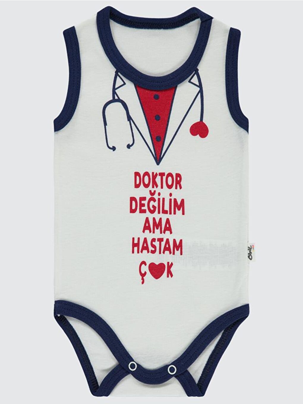Baby Doktor Baskılı Sfr.Kol1-36 Ay Çıtçıtlı Badi - Lacivert 18-24 Ay