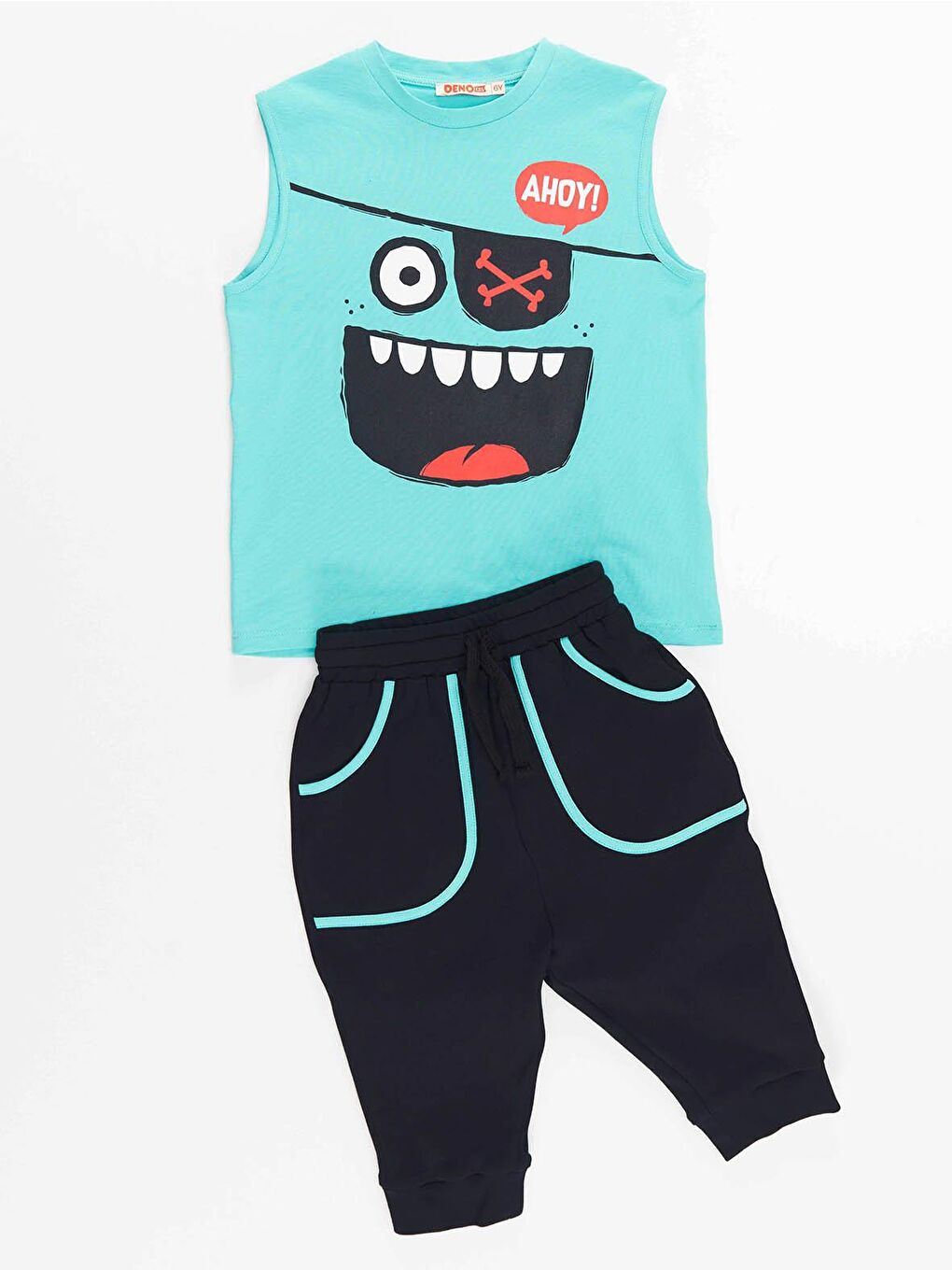 Denokids Karişik Ahoy Erkek Çocuk Tişört Kapri Takım - 2