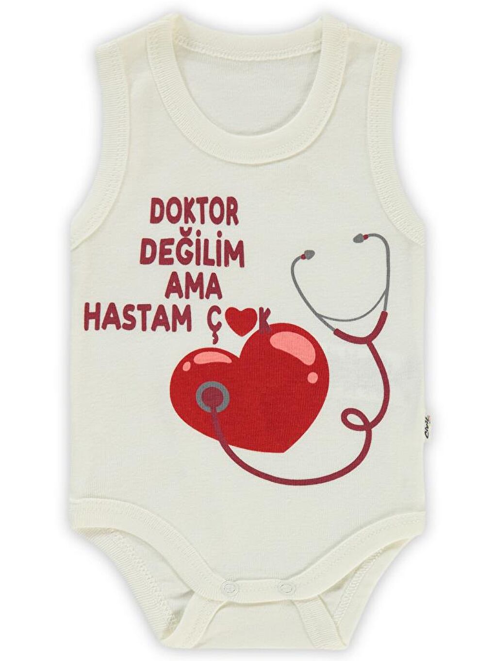 Baby Doktor Baskılı Sfr.Kol 1-36 Ay Çıtçıtlı Badi - Ekru 12-18 Ay