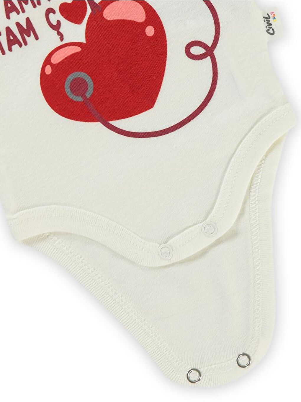 Baby Doktor Baskılı Sfr.Kol 1-36 Ay Çıtçıtlı Badi - Ekru 12-18 Ay-1