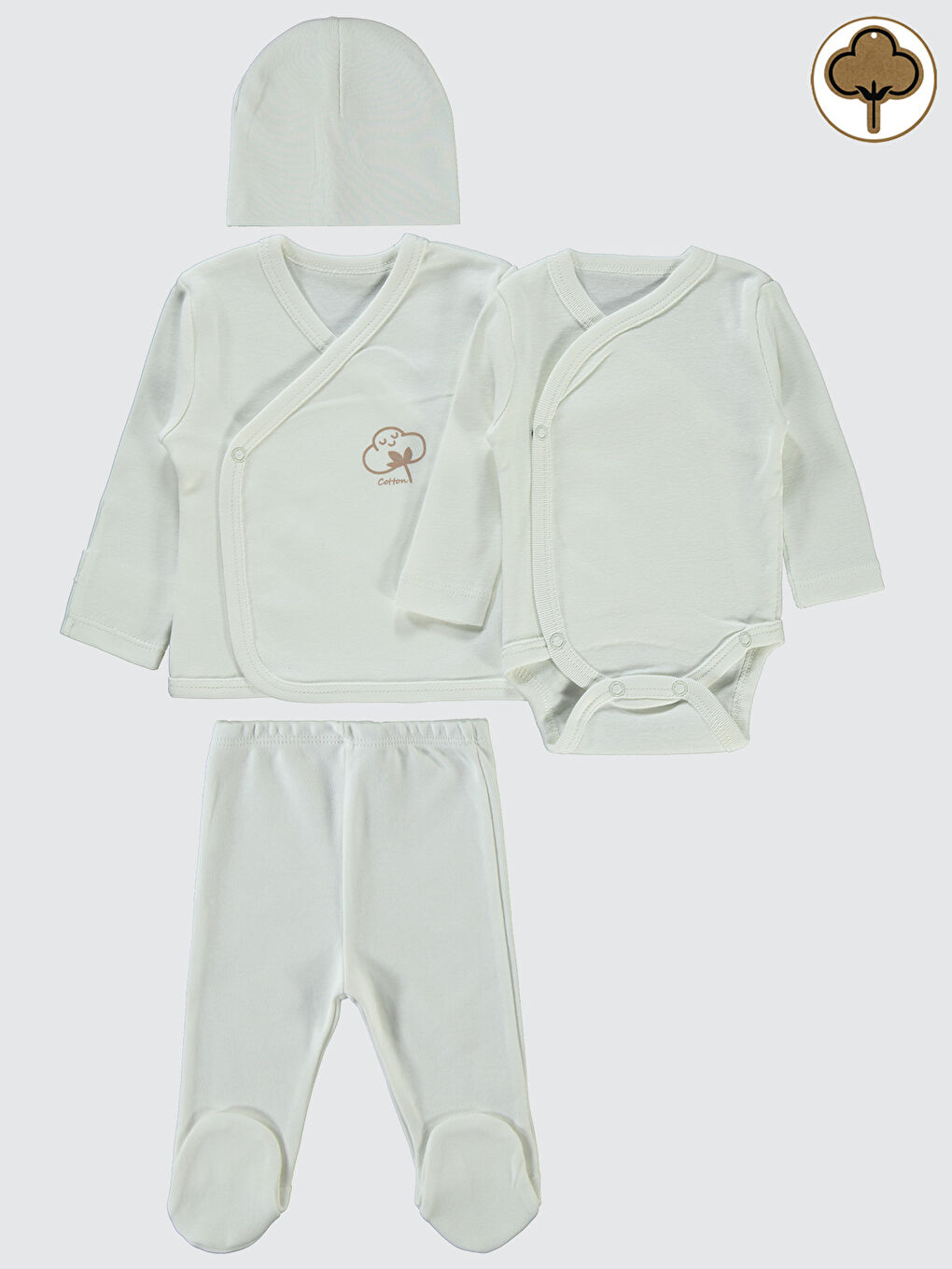 Baby Prematüre 4'lü Organik Zıbın Takımı Ekru