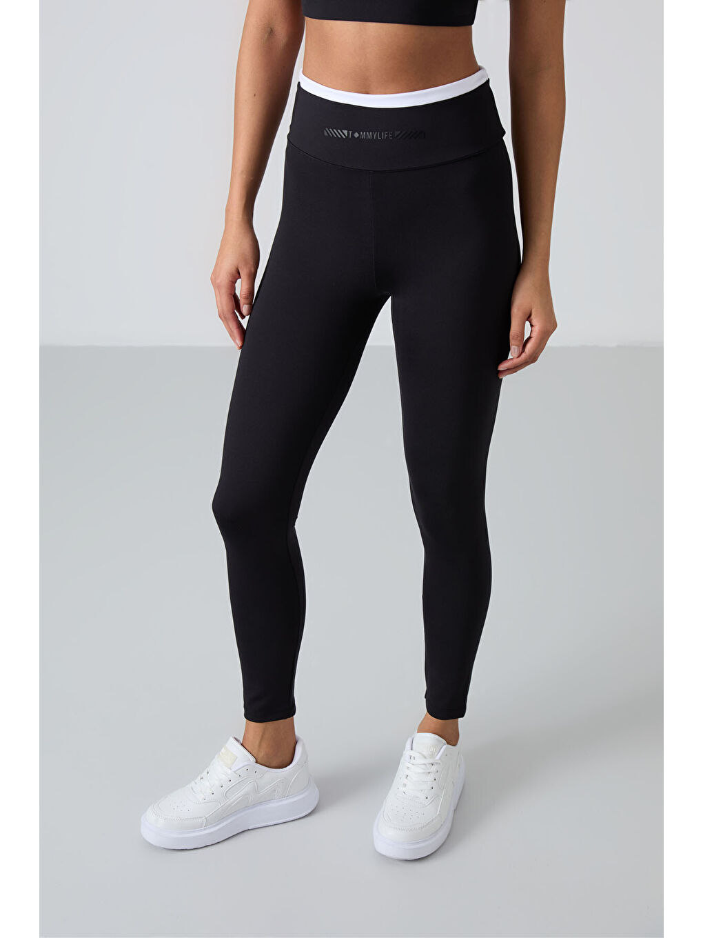 Siyah Polyester Esnek Standart Fit Performans Kadın Tayt Takım - 95333-1