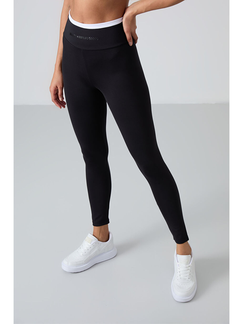 Siyah Polyester Esnek Standart Fit Performans Kadın Tayt Takım - 95333-3