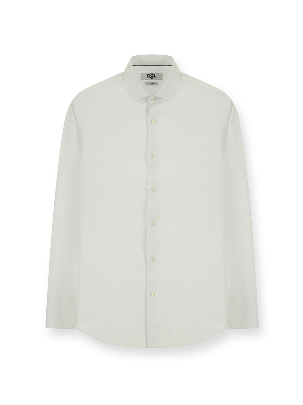 Beyaz Uzun Kol Slim Fit Dar Kesim Non Iron Desenli Klasik Pamuk Gömlek-6