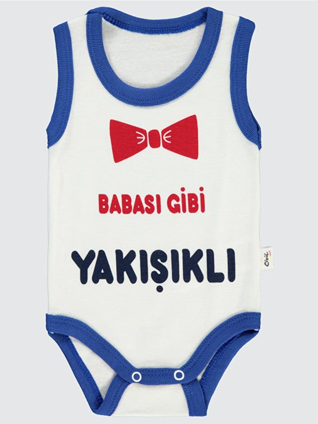 Baby Babası Gibi Yakışıklı Baskılı Sfr.Kol1-36 Ay Çıtçıtlı Badi - Lacivert 9-12 Ay