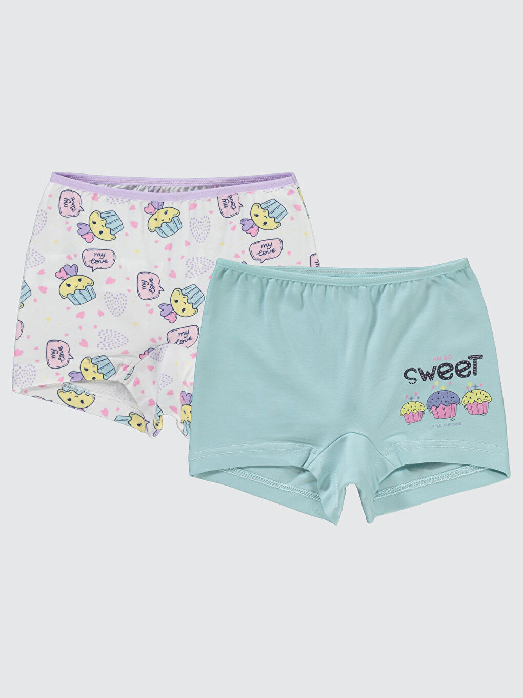 Beyaz Girls Kız Çocuk 2'li boxer 2-10 Yaş Yeşil