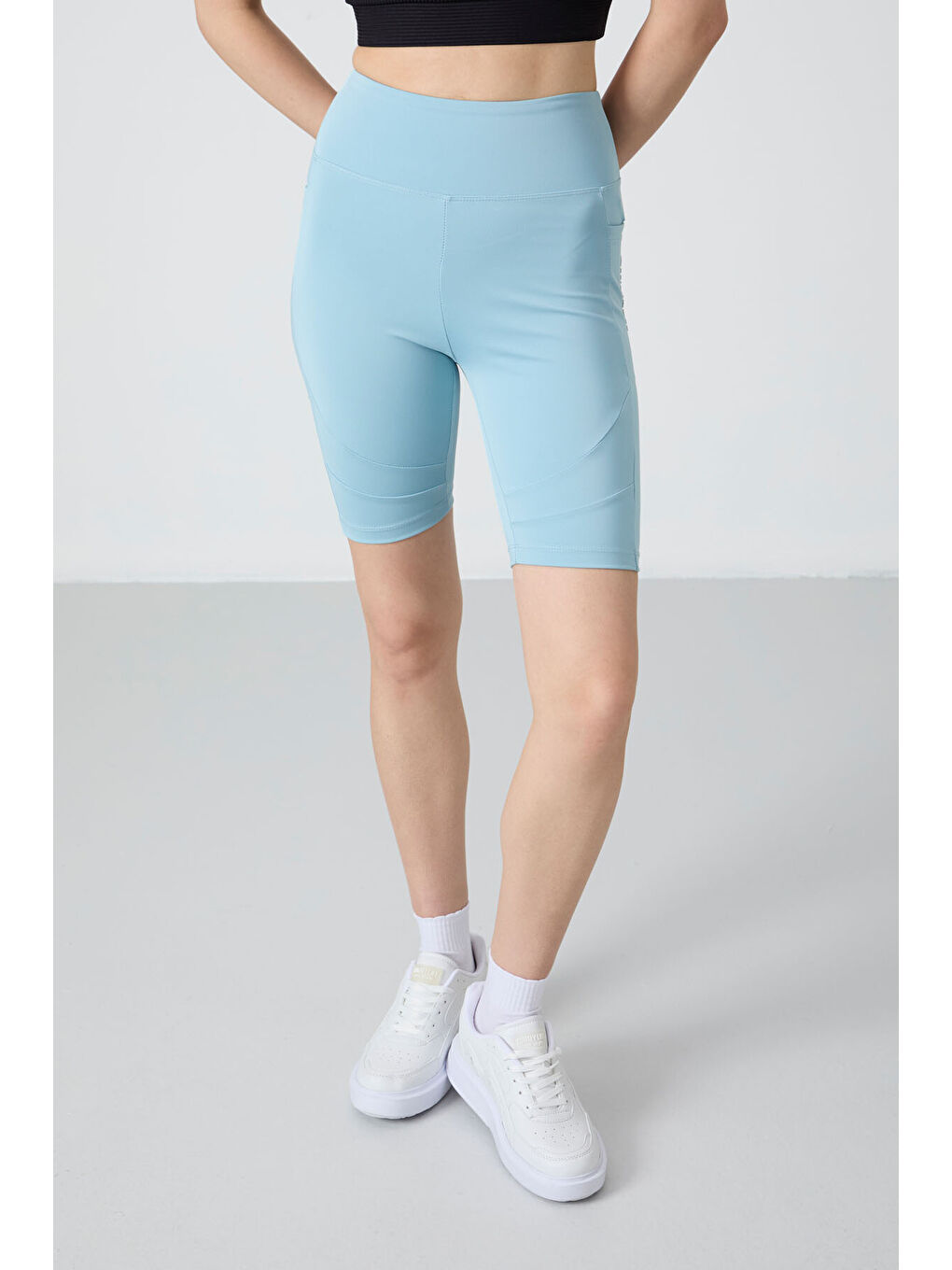 Mavi Esnek Performans Kadın Biker Tayt - 91012-2