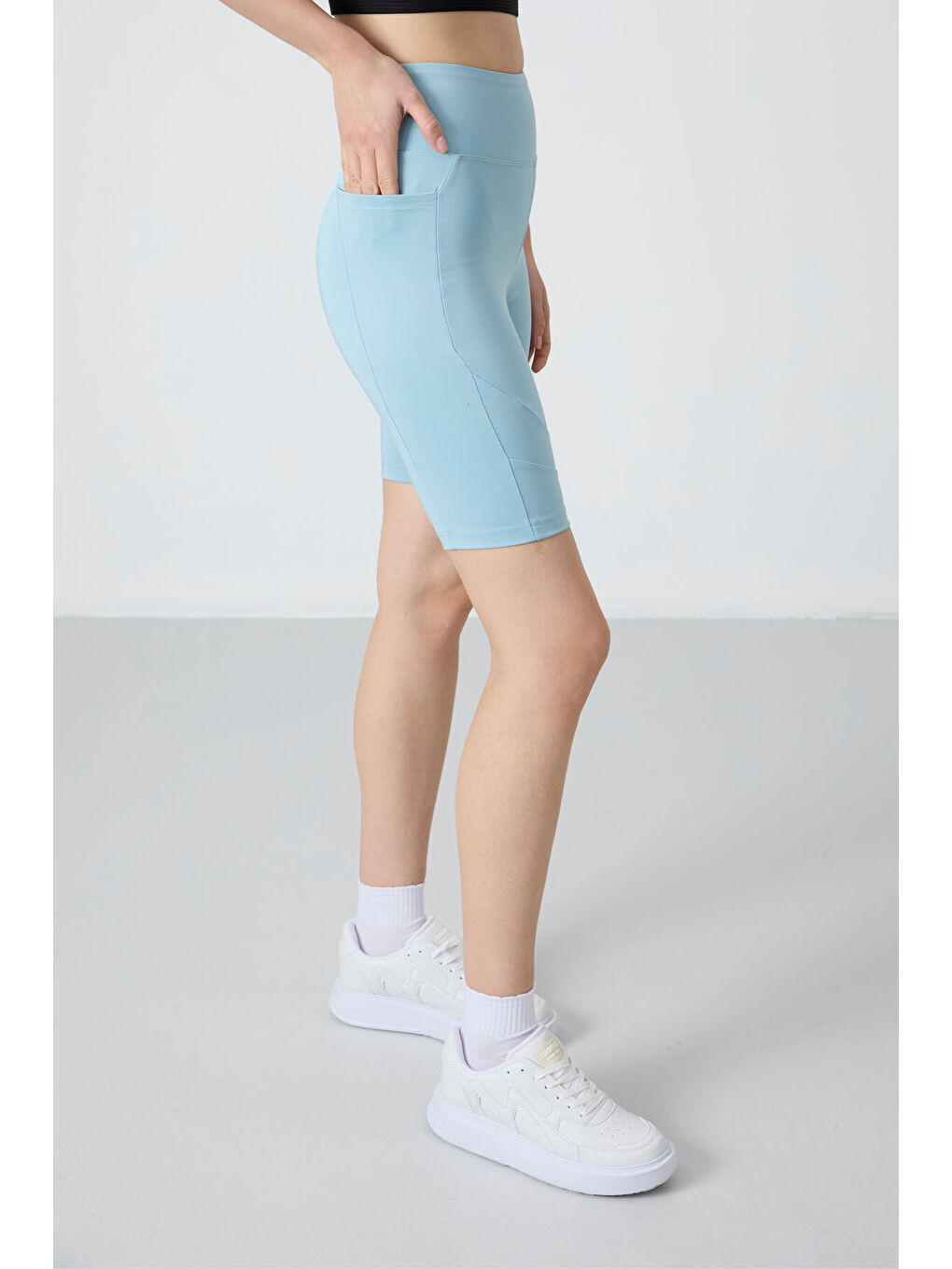 Mavi Esnek Performans Kadın Biker Tayt - 91012-3