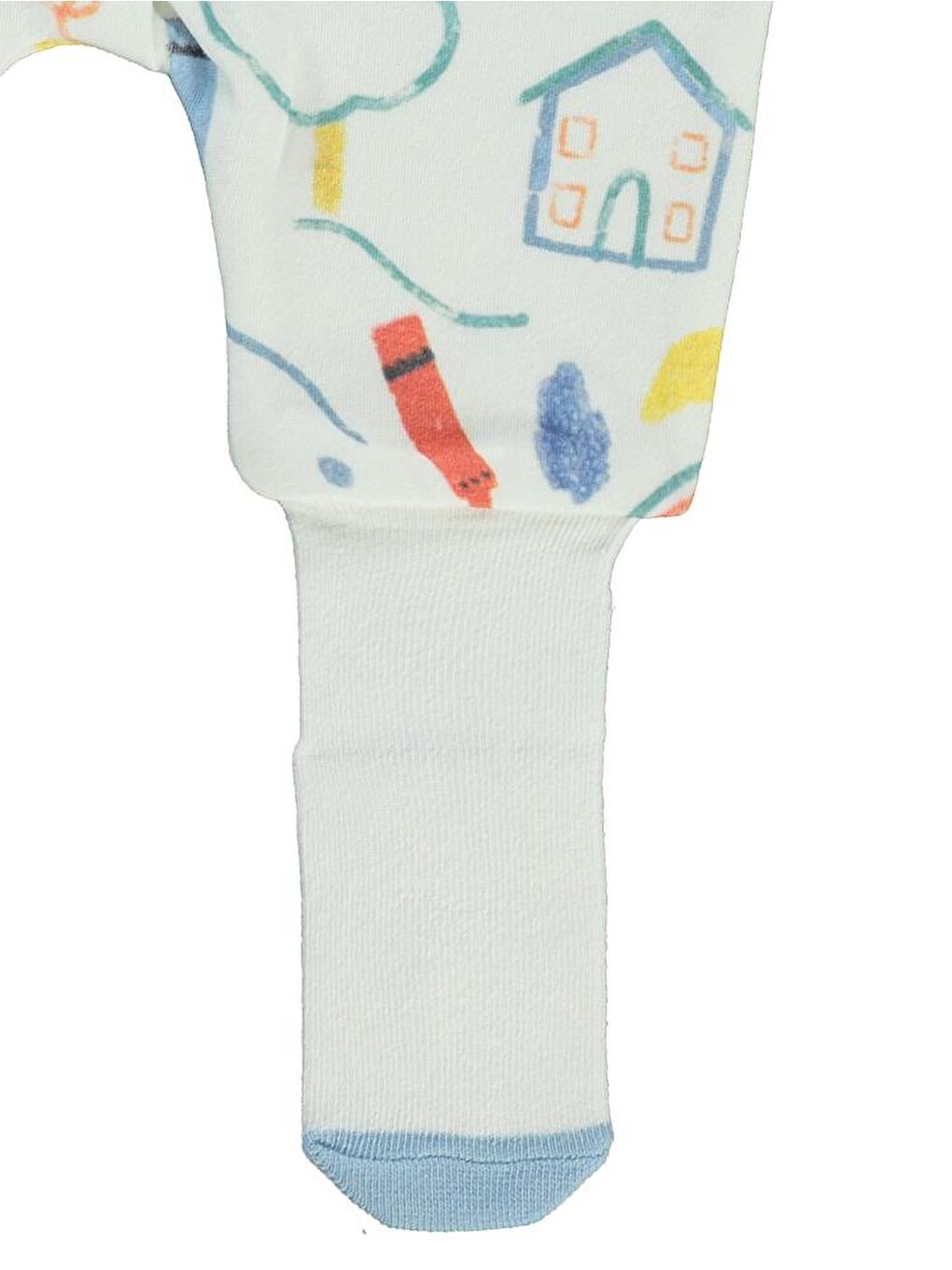Baby Renkli Ev Baskılı 1-6 Ay Tulum - Ekru 1-3 Ay-1