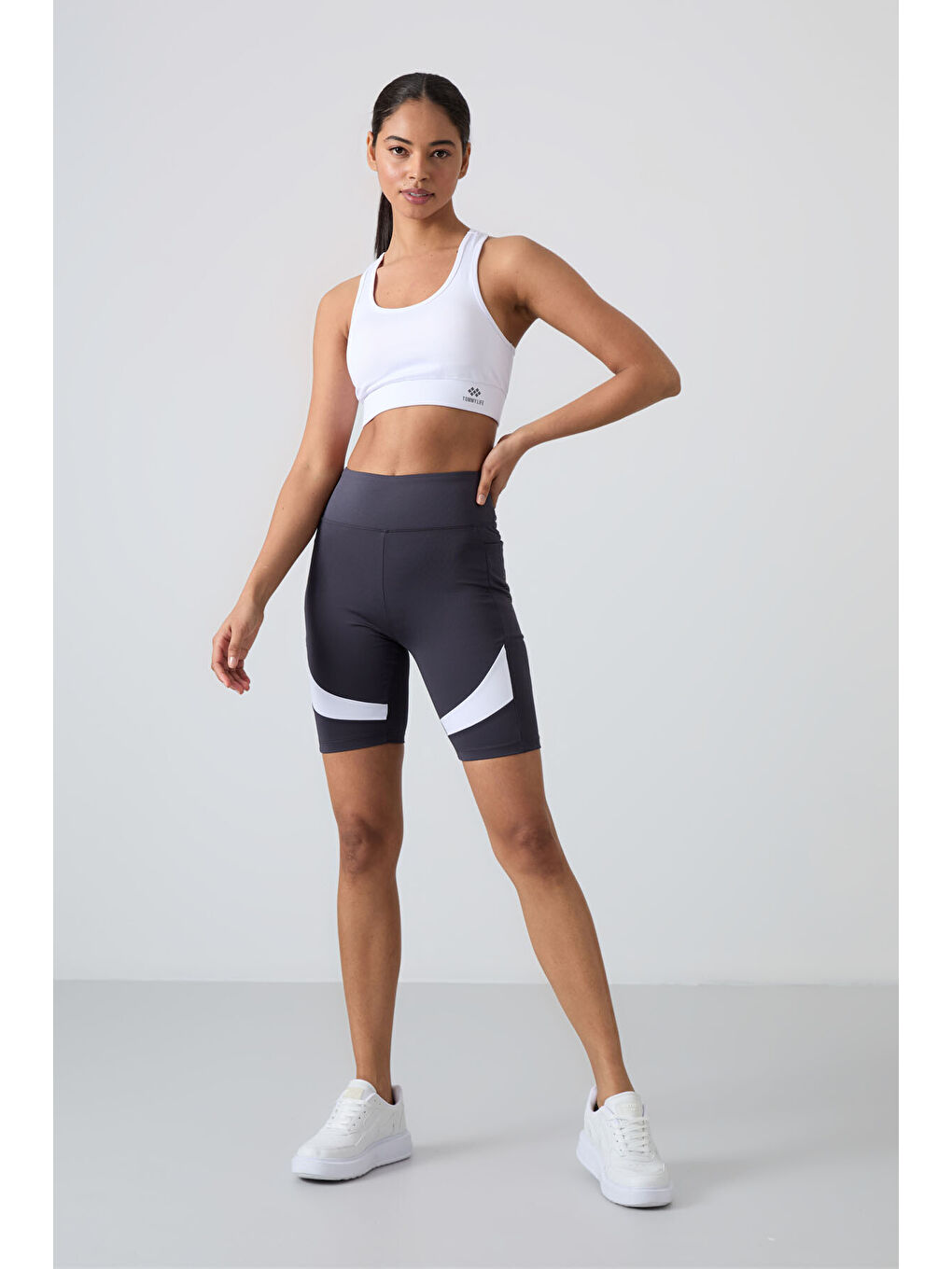 Antrasit Esnek Performans Kadın Biker Tayt - 91012