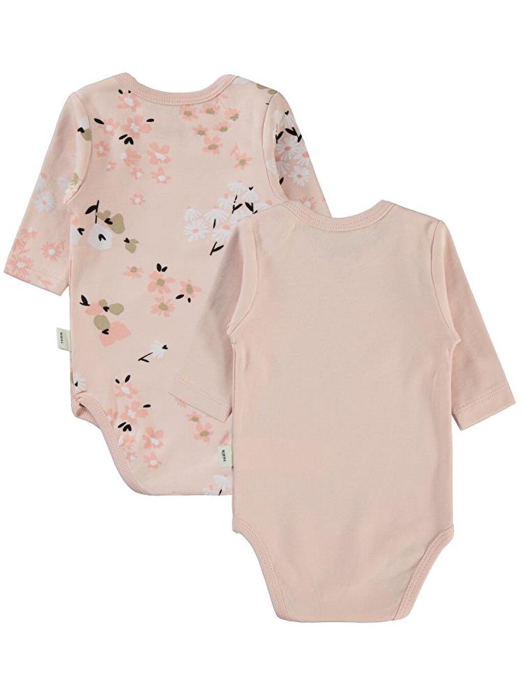 Pembe Baby Flowery Baskılı 3-18 Çıtçıtlı Badi - Pudra 6-9 Ay-2