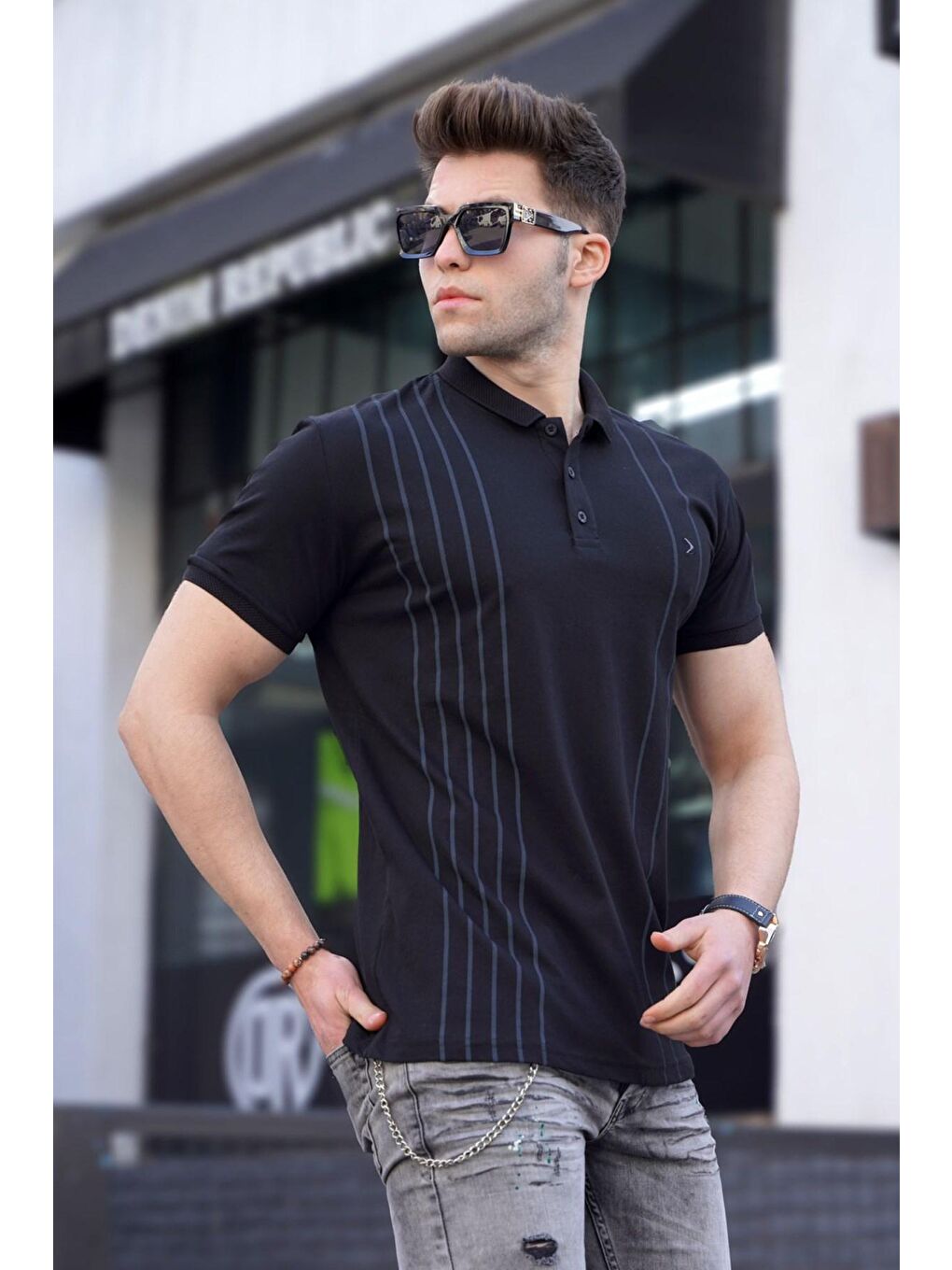 Erkek Polo Yaka Siyah Tişört 5822