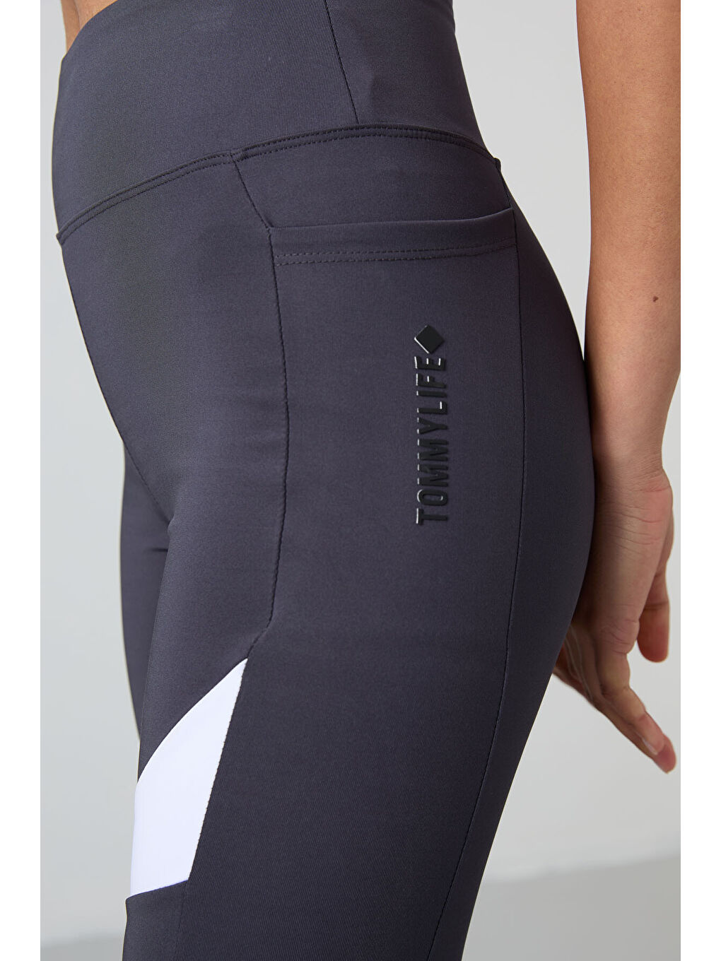 Antrasit Esnek Performans Kadın Biker Tayt - 91012-3