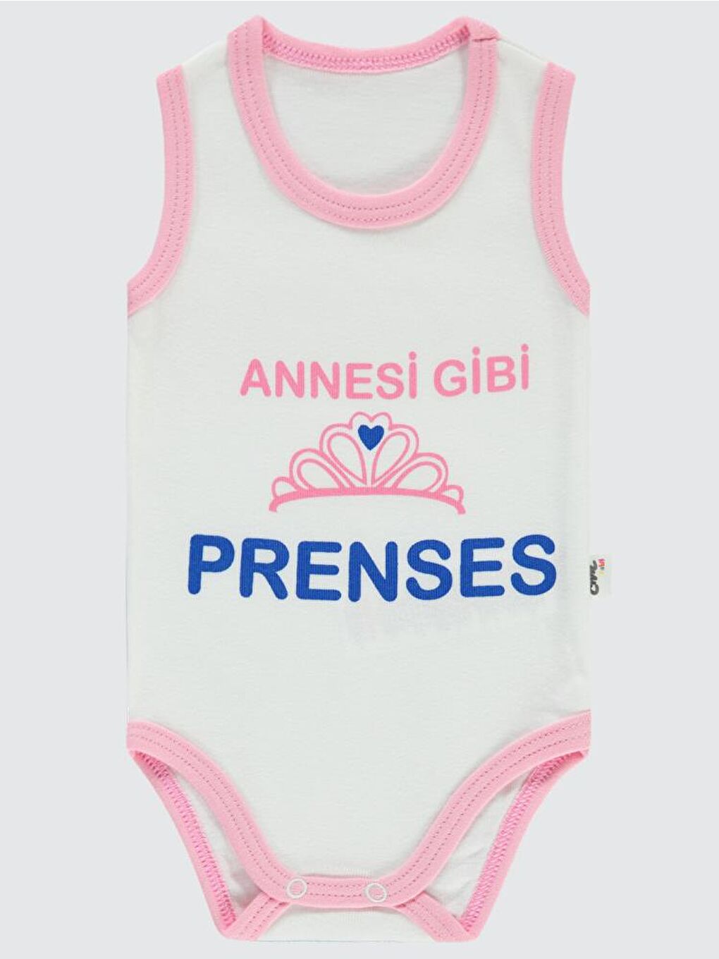 Baby Annesi Gibi Prenses Baskılı Sfr.Kol1-36 Ay Çıtçıtlı Badi - Pembe 3-6 Ay-1