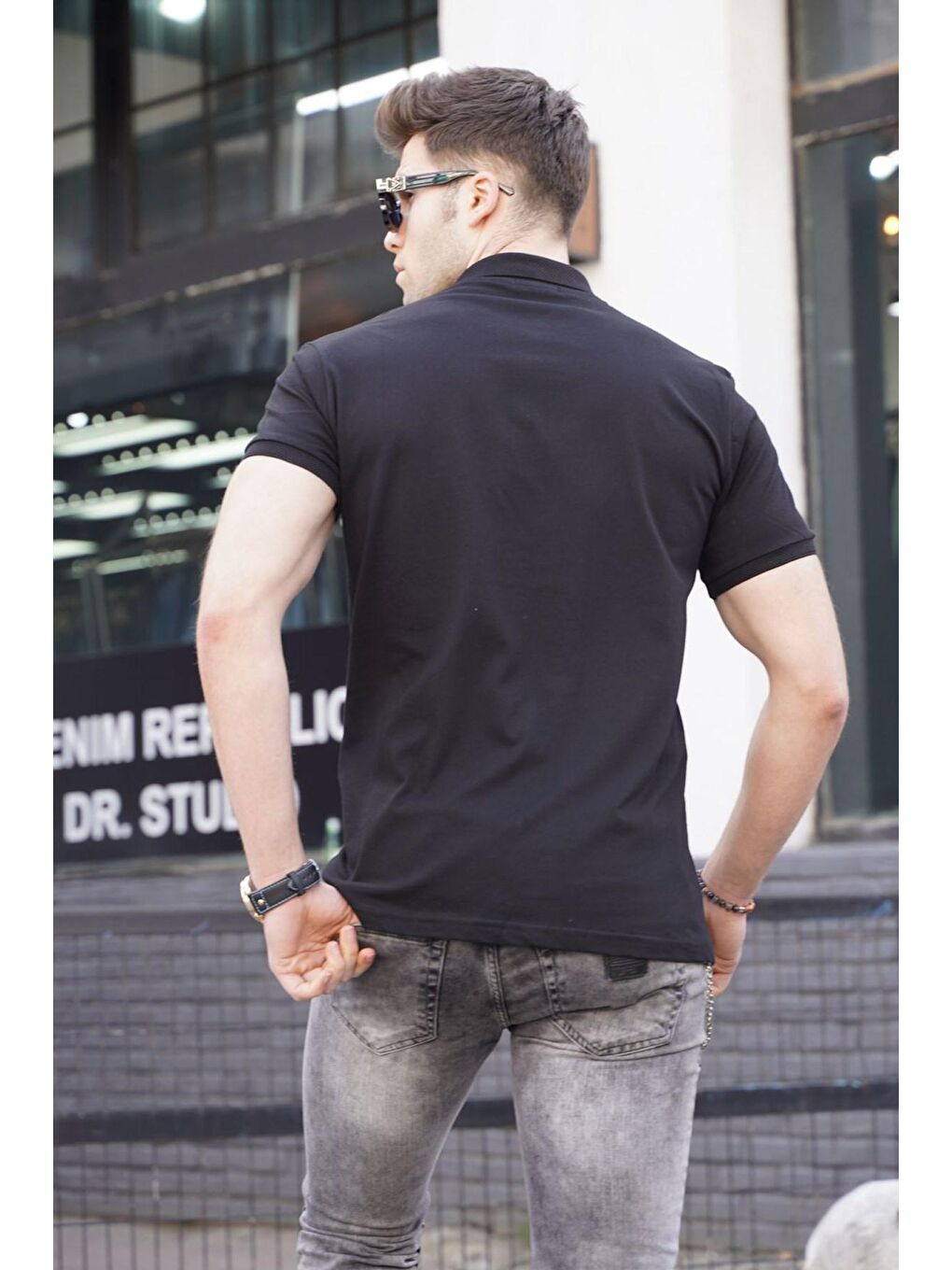 Erkek Polo Yaka Siyah Tişört 5822-1