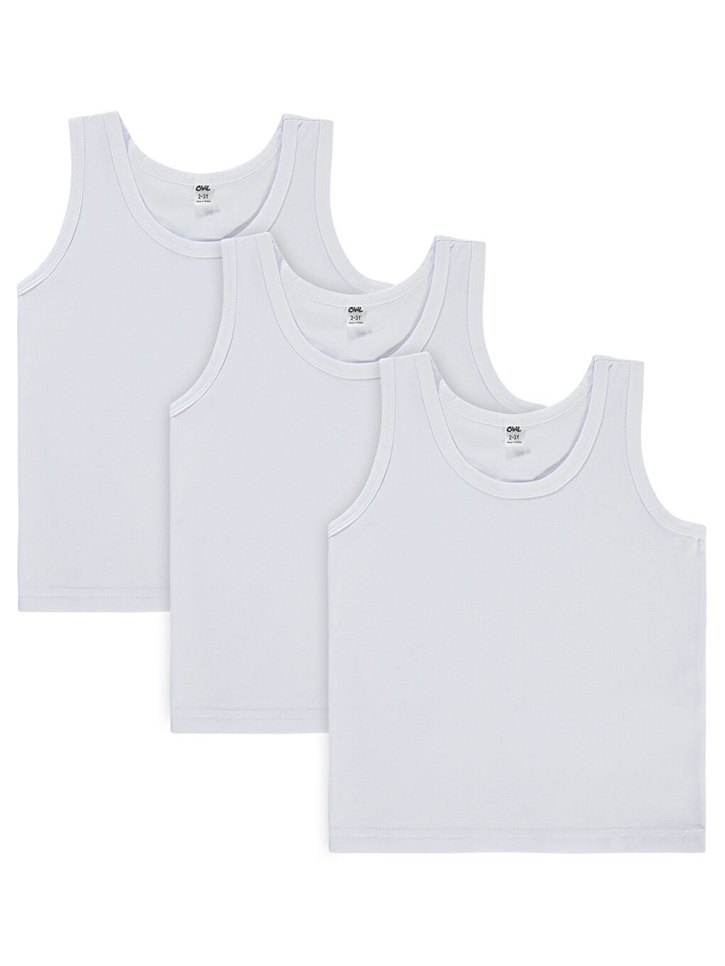 Boys Erkek Çocuk 3'lü Atlet Set 2-10 Yaş Beyaz