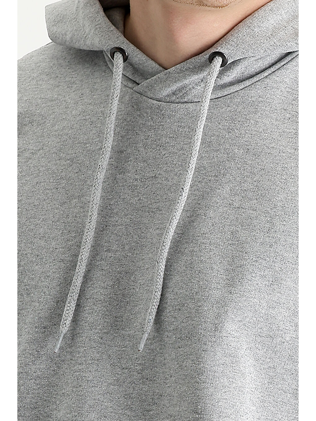 Gri Kapüşonlu Oversize Pamuklu Sweatshirt-3