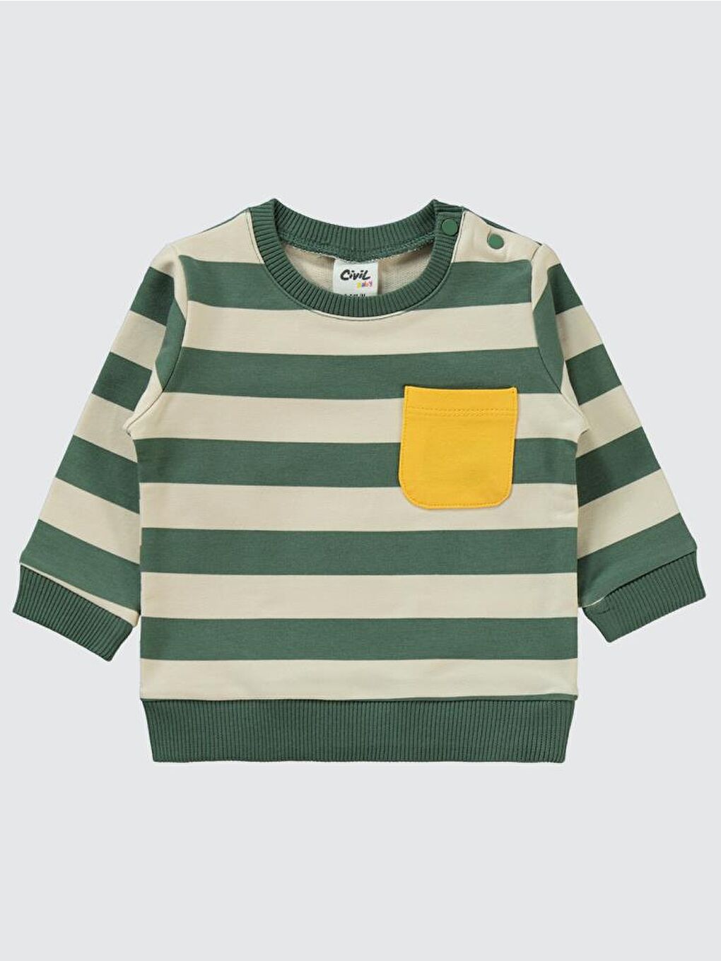 Baby Çizgi Emprime Cepli 6-18 Ay Takım - Haki 12-18 Ay-2