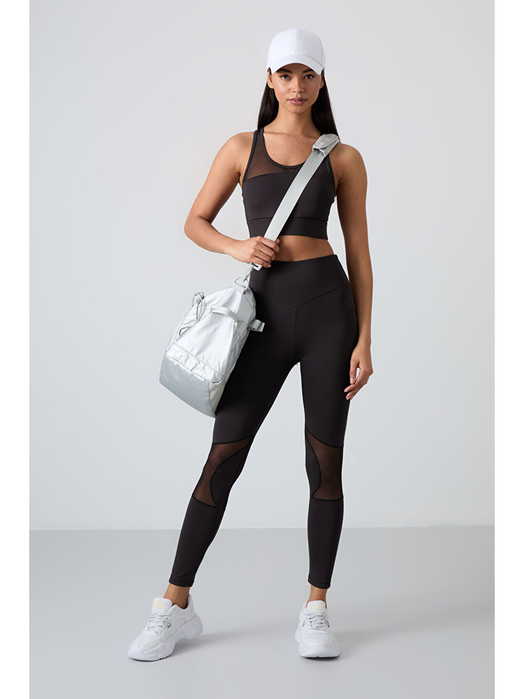 Siyah Polyester Esnek Standart Fit Performans Kadın Tayt Takım - 95331