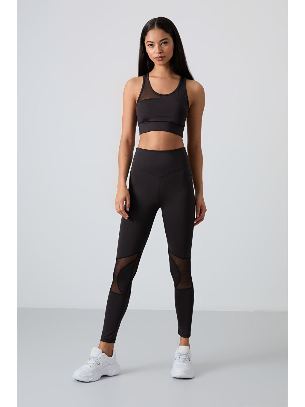 Siyah Polyester Esnek Standart Fit Performans Kadın Tayt Takım - 95331-2