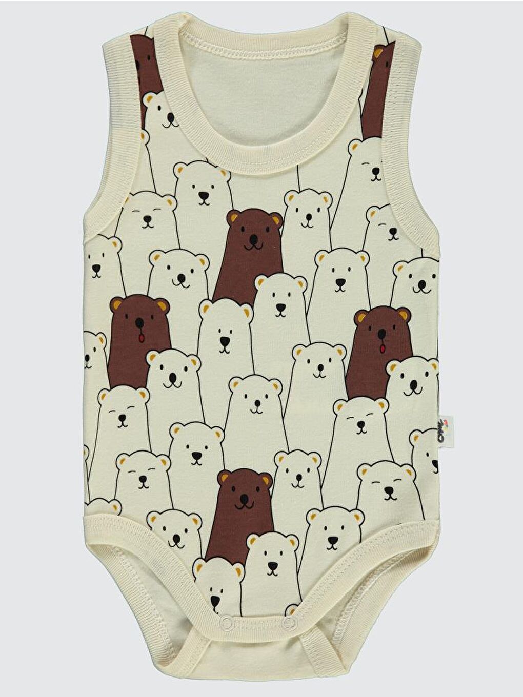 Baby Ayıcık Empirme Baskılı Sfr.Kol1-36 Ay Çıtçıtlı Badi - Bej 3-6 Ay-1