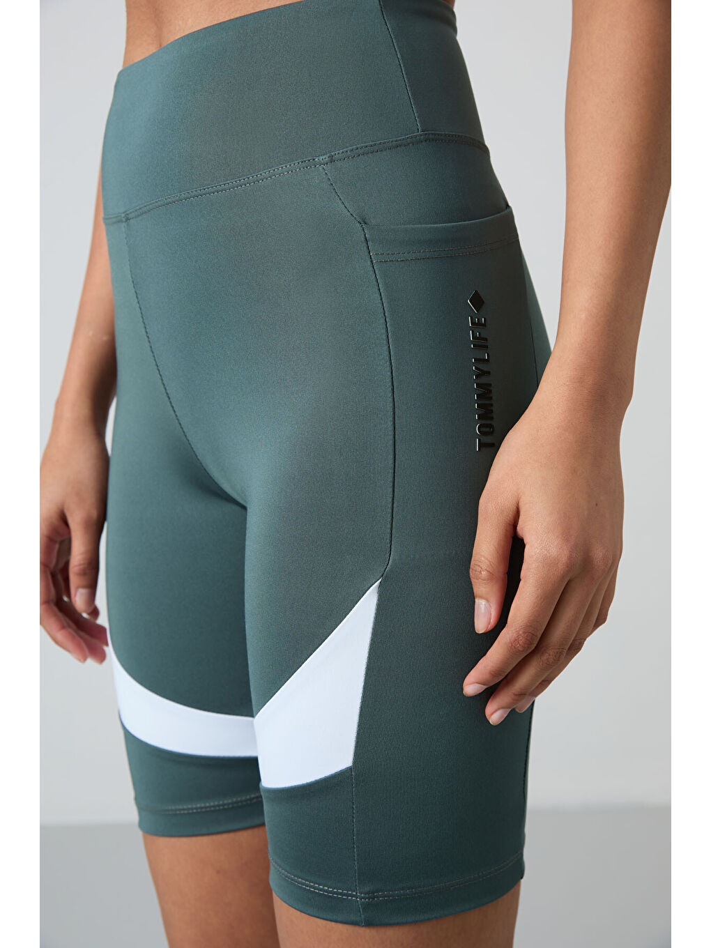 Yeşil Esnek Performans Kadın Biker Tayt - 91012-3