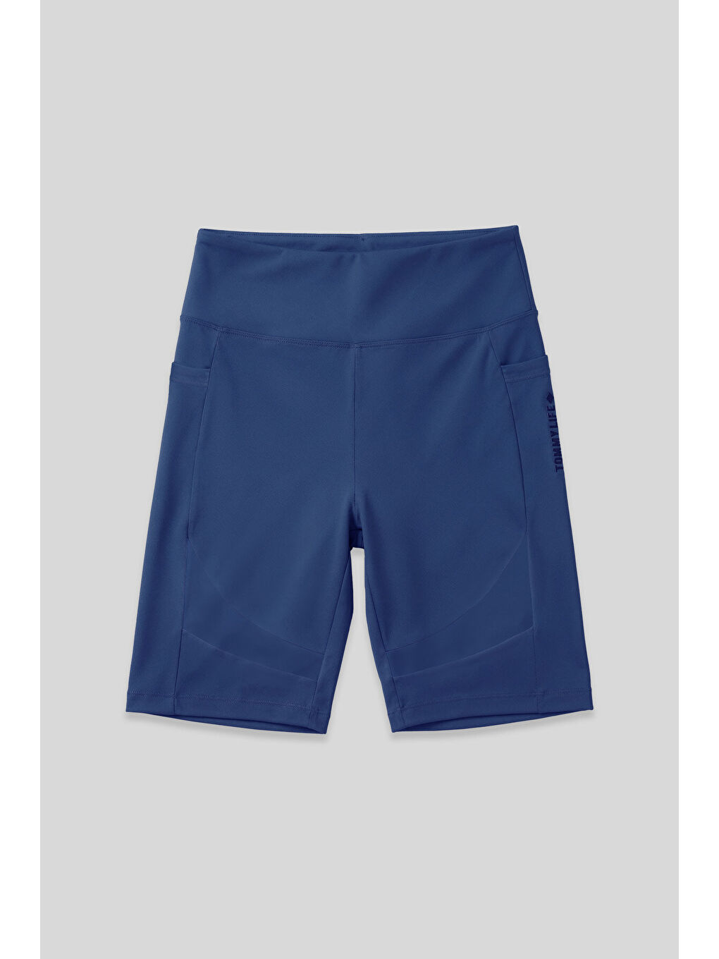 Lacivert Esnek Performans Kadın Biker Tayt - 91012-1